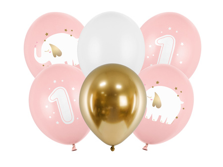 Balony lateksowe Roczek Baby pink 30 cm 6 szt.