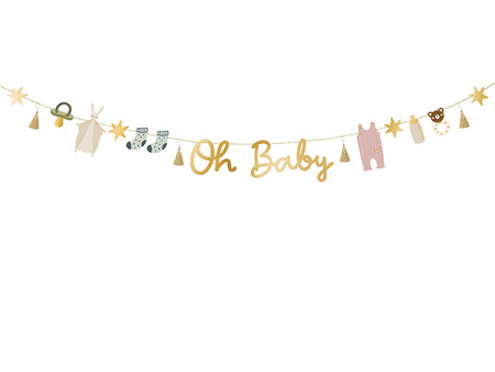 Baner Baby Shower Oh Baby złoty 2,5 m
