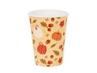 Kubeczki papierowe Dynie i żołędzie Halloween pomarańczowe 250 ml 6 szt.