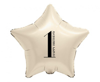 Balon foliowy Roczek 1 urodziny Happy 1 Birthday Gwiazda kremowy 45 cm
