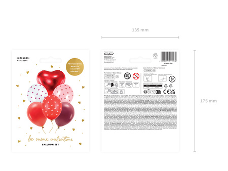 Balony lateksowe i foliowe Be mine valentine czerwone 6 szt. PartyDeco
