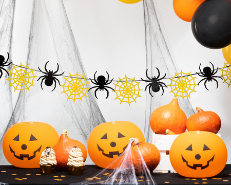 Girlanda Halloween Pająki i pajęczyny złoto-czarna 220cm