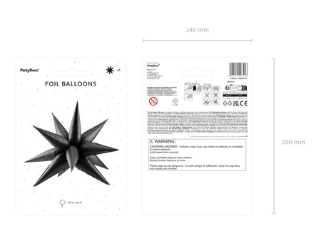Balon foliowy Gwiazda 3D czarny 70 cm