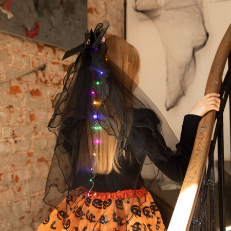 Welon LED kokarda i dynia Halloween czarny