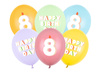 Balony lateksowe 8 urodziny Happy 8 Birthday mix 30 cm 6 szt.
