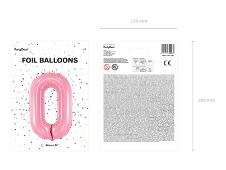 Balon foliowy Cyfra 0 różowy 86 cm