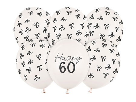 Balony lateksowe 60 urodziny Happy 60 Birthday Off-white Pastel 30 cm 6 szt.