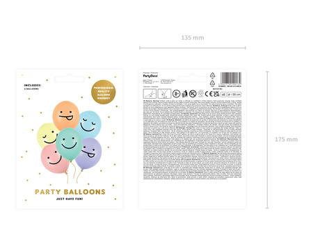 Balony 30 cm, Buźki, mix (1 op. / 6 szt.)