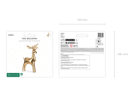 Stojący balon foliowy renifer złoty 124 x 80 cm na powietrze