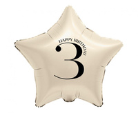 Balon foliowy 3 urodziny Happy 3 Birthday Gwiazda kremowy 45 cm