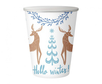 Kubeczki papierowe Hello Winter Boże Narodzenie świąteczne białe 250 ml 6 szt.