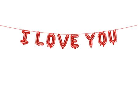 Balon foliowy I Love You, 260x40 cm, czerwony