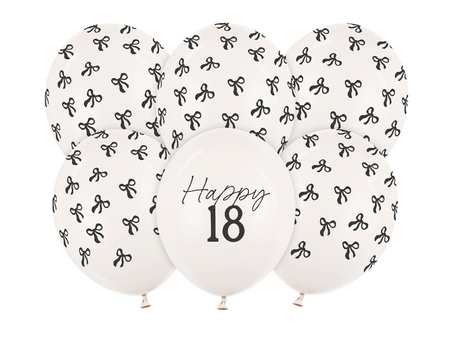 Balony lateksowe 18 urodziny Happy 18 Birthday Off-white Pastel 30 cm 6 szt.
