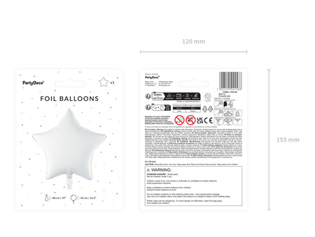 Balon foliowy Gwiazdka biały 48 cm