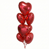 Balony serca czerwone 45 cm – bukiet 10 szt. (foliowe, na hel lub powietrze)