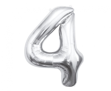 Balon foliowy B&C Cyfra 4, srebrna, 85 cm