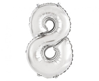 Balon foliowy Cyfra 8 srebrny 35 cm