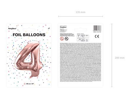 Balon foliowy Cyfra 4 różowe złoto 86 cm
