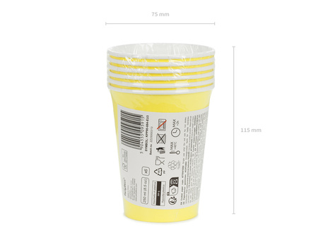 Kubeczki papierowe żółte 250 ml 6 szt.
