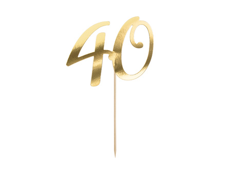 Topper na tort 40 złoty 20,5 cm