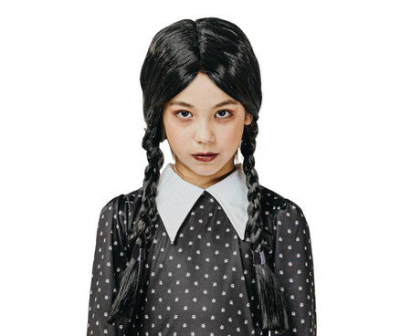 Peruka dla dzieci czarne warkocze (bez grzywki)