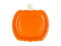 Talerzyki papierowe Dynia Halloween pomarańczowe 23,5 x 24 cm 6 szt.