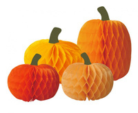 Zestaw rozet papierowych Dynie Halloween 4 szt.