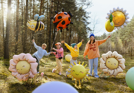 Balon foliowy Kwiatek, 104x104 cm, rumiany różowy