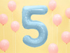Balon foliowy Cyfra 5 jasnoniebieski 86 cm