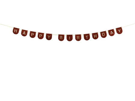 Baner filcowy Happy Birthday Boy, brązowy, 3m