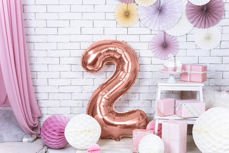 Balon foliowy Cyfra 2 różowe złoto 86 cm