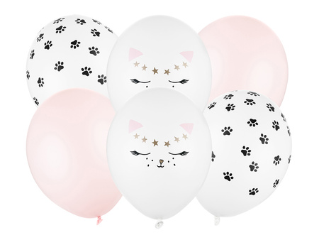 Balony lateksowe Kotek mix 30 cm 6 szt.