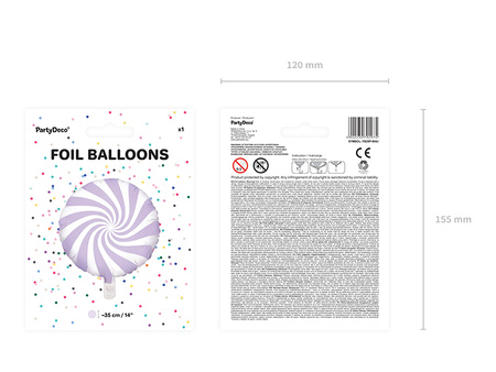 Balon foliowy Cukierek jasny liliowy lawendowy 35 cm