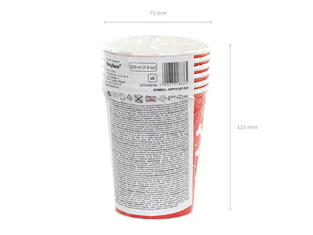 Kubeczki papierowe Piraci czerwone 220 ml 6 szt.
