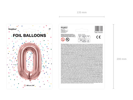 Balon foliowy Cyfra 0 różowe złoto 86 cm