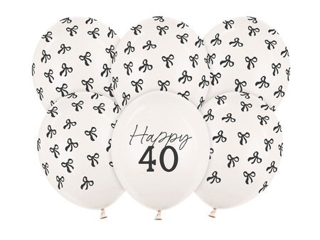 Balony lateksowe 40 urodziny Happy 40 Birthday Off-white Pastel 30 cm 6 szt.