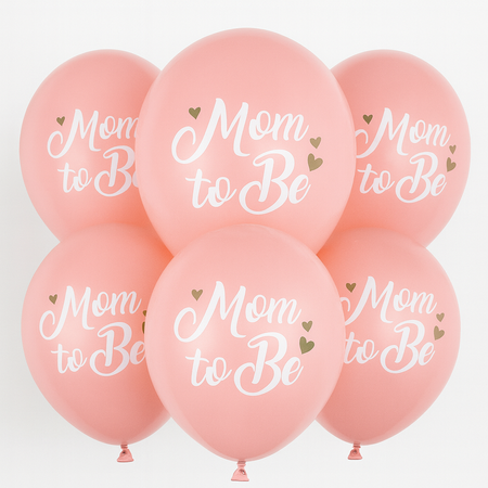 Balony lateksowe Baby Shower Mom to Be Pale Pastel różowe 30 cm 6 szt.