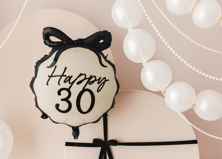 Balon foliowy pastylka Happy ''30'', 47,5x45 cm, mix