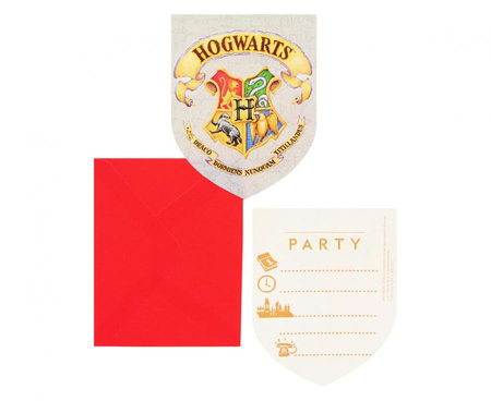 #PZ  Zaproszenia z kopertą "Harry Potter Hogwarts Houses", 6 szt.(papier FSC)