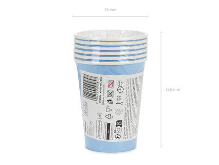Kubeczki papierowe jasny niebieskie 250 ml 6 szt.