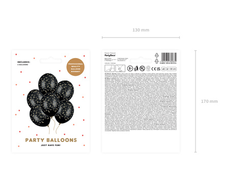 Balony 30 cm, Nietoperze, Pastel Black (1 op. / 6 szt.)