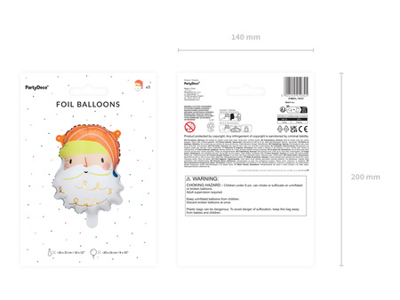 Balon foliowy Mikołaj na Boże Narodzenie czerwony 35 cm