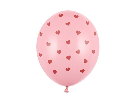 Balony lateksowe Serduszka czerwone pastel różowy 30 cm 6 szt. PartyDeco