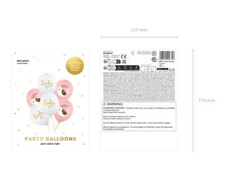 Balony lateksowe Baby Shower Baby Girl różowe 30 cm 6 szt.