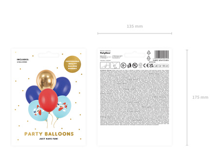 Balony lateksowe Samolot mix 30 cm 6 szt.
