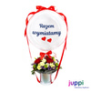 BOX prezentowy: balon Bubble + kwiaty + napis (personalizacja)