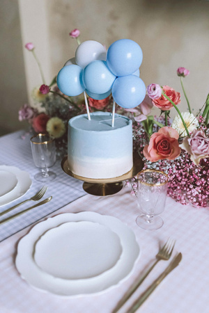 Balonowy topper na tort, niebieski,  29 cm