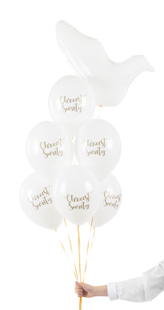 Balony lateksowe Chrzest Święty Pastel białe 30 cm 6 szt.