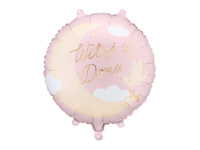 Balon foliowy Powitanie dziecka pastylka Witaj w Domu jasnoróżowy 35 x 35 cm