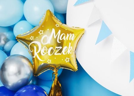 Balon foliowy Gwiazdka Mam Roczek złoty 48 cm